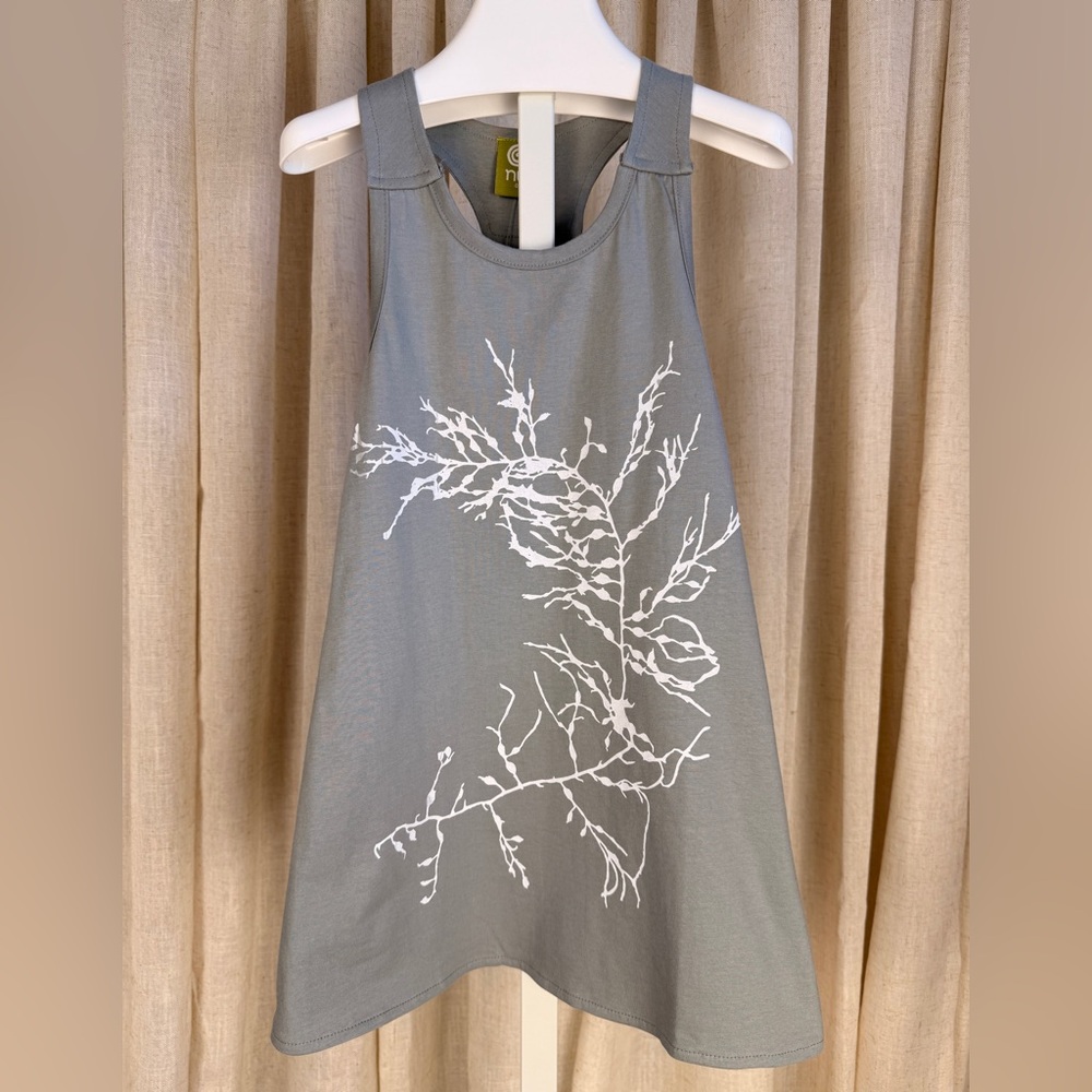 NUI ORGANICS Girls Sleeveless Gray & White Seaweed Print Tahila Dress 4T NWT